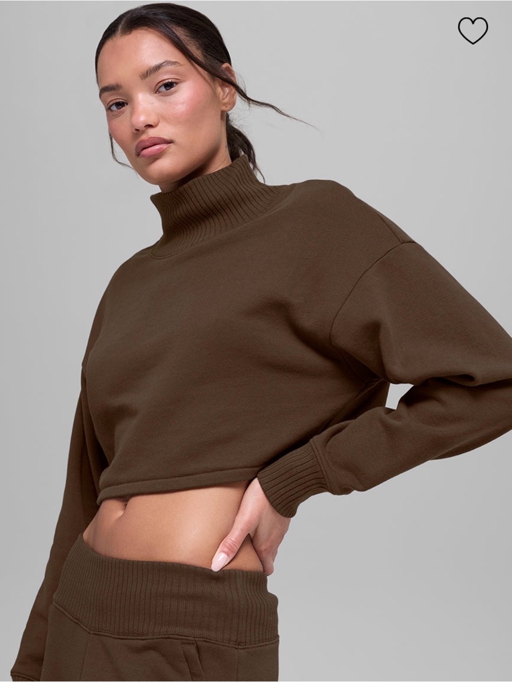 Alo Cropped serentity coverup size small Sweater in espresso